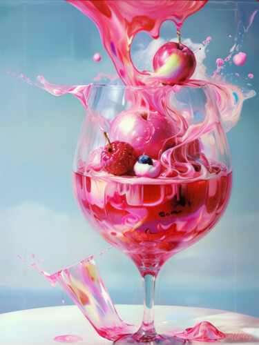 Arts numériques intitulée "Pink Cocktail" par Kathrin Mattheis, Œuvre d'art originale, Peinture numérique