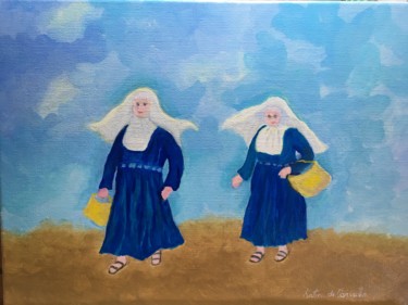 Painting titled "les bonnes soeurs" by Katia De Carvalho, Original Artwork, Oil Mounted on Wood Stretcher frame