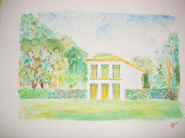 Pintura titulada "maison princière" por Katia De Carvalho, Obra de arte original, Acuarela Montado en Panel de madera