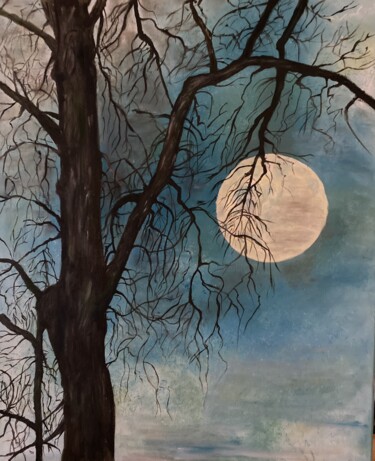 Pintura titulada "Lune 1" por Katia Slessareff, Obra de arte original, Oleo