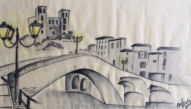 Malerei mit dem Titel "Dolceacqua" von Katia Corallo, Original-Kunstwerk, Aquarell