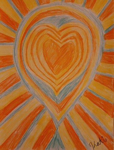 Pintura titulada "Sunheart" por Katja Bock, Obra de arte original, Conté