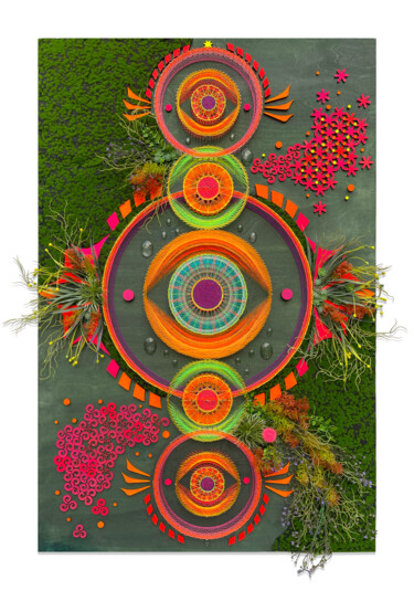제목이 "Eyeballs"인 미술작품 Katja Lisitina로, 원작, 스트링 아트 목재 패널에 장착됨