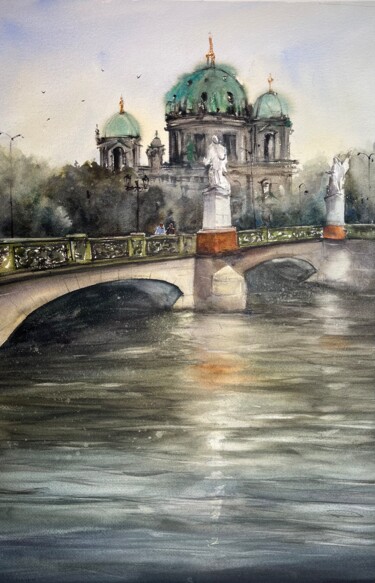 Malerei mit dem Titel "Berlin" von Katja Vollmer, Original-Kunstwerk, Aquarell