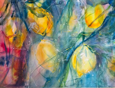 Peinture intitulée "Lemons #2" par Katja Vollmer, Œuvre d'art originale, Aquarelle