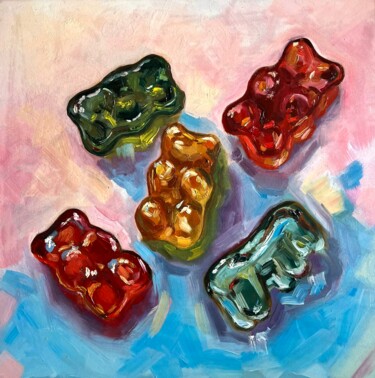 Malerei mit dem Titel "Sweet bears" von Katrin Gergert, Original-Kunstwerk, Öl