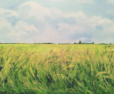 Schilderij getiteld "Field" door Katrina, Origineel Kunstwerk, Acryl