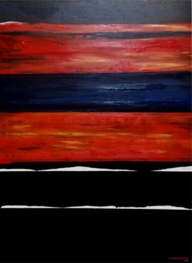 Pintura titulada "Red sunset" por Katrina, Obra de arte original, Acrílico Montado en Bastidor de camilla de madera