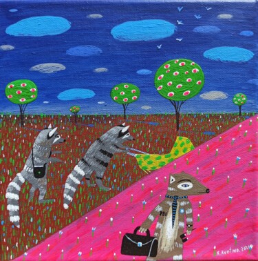 Malerei mit dem Titel "On The Run" von Katrina Avotina, Original-Kunstwerk, Acryl