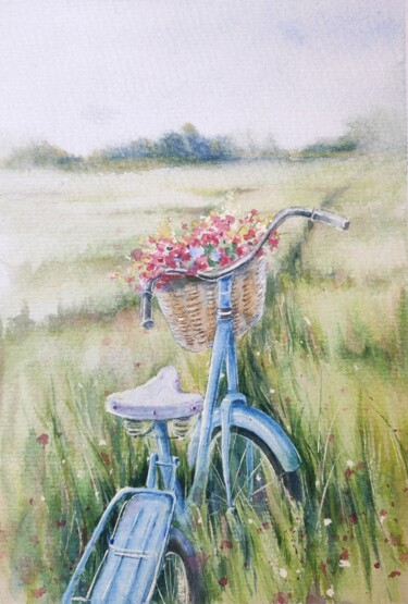 Pintura intitulada "Watercolor with a r…" por Ekaterina Sypkova (KatrinColourArt), Obras de arte originais, Aquarela