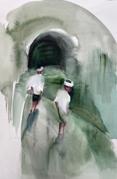 Painting titled "Entrance to the cav…" by Katrin Rymsha, Original Artwork, Watercolor