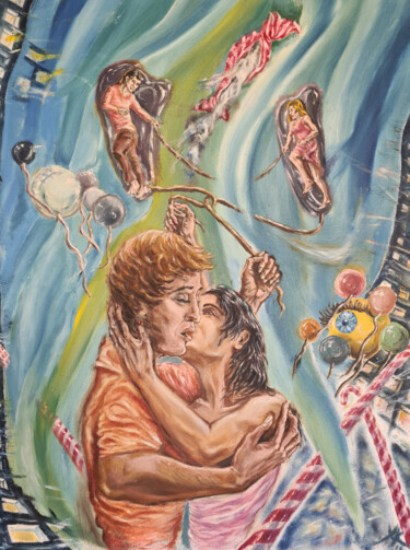 Peinture intitulée "Lovers 3" par Katroutsos, Œuvre d'art originale, Acrylique Monté sur Châssis en bois