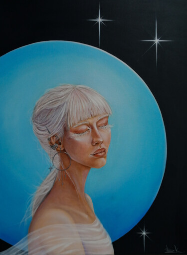 Malerei mit dem Titel "Uranus" von Katsiaryna Budzko, Original-Kunstwerk, Öl Auf Keilrahmen aus Holz montiert