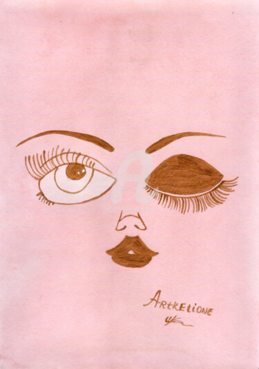 "Full-lipped lady ,…" başlıklı Tablo Katwrina Golban tarafından, Orijinal sanat, Suluboya