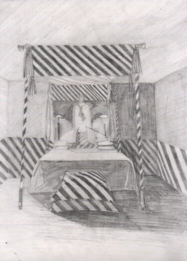 Arts numériques intitulée "French bedroom , 法式…" par Katwrina Golban, Œuvre d'art originale, Crayon