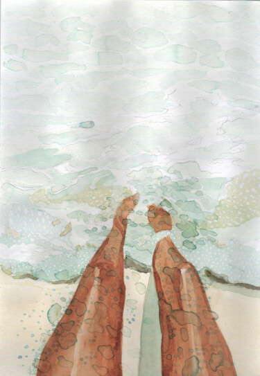 Pintura intitulada "Lady's feet in the…" por Katwrina Golban, Obras de arte originais, Aquarela