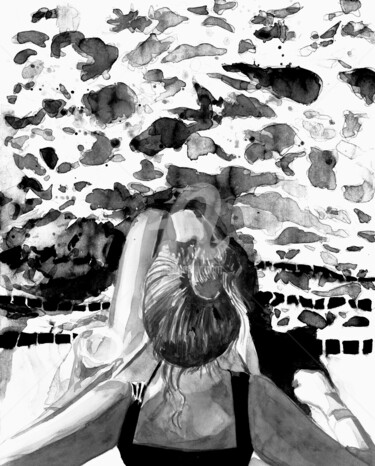 Digitale Kunst mit dem Titel "Print Ledy in basine" von Katwrina Golban, Original-Kunstwerk, Aquarell