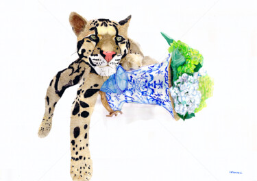 绘画 标题为“Jaguar animal paint…” 由Katwrina Golban, 原创艺术品, 水彩