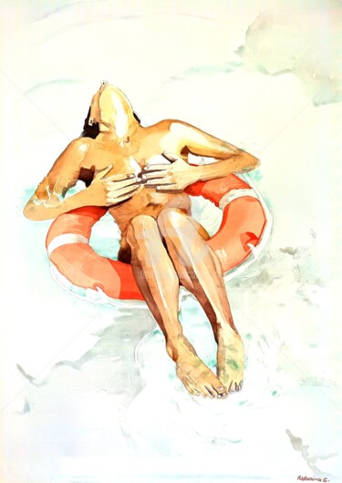 Malerei mit dem Titel "Help Women" von Katwrina Golban, Original-Kunstwerk, Aquarell