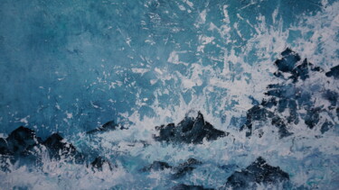 「Turbulences」というタイトルの描画 Katy Becchia Salaによって, オリジナルのアートワーク, オイル ウッドストレッチャーフレームにマウント