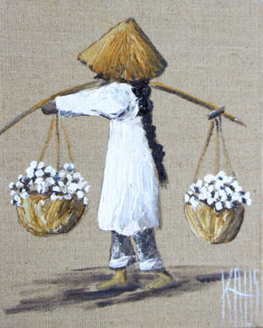 Картина под названием "Les porteurs 2" - Michèle Kaus (Kaus), Подлинное произведение искусства, Акрил Установлен на Деревянн…