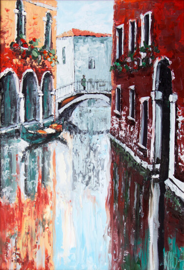 Ζωγραφική με τίτλο "Venise, le pont" από Michèle Kaus (Kaus), Αυθεντικά έργα τέχνης, Ακρυλικό Τοποθετήθηκε στο Ξύλινο φορείο…
