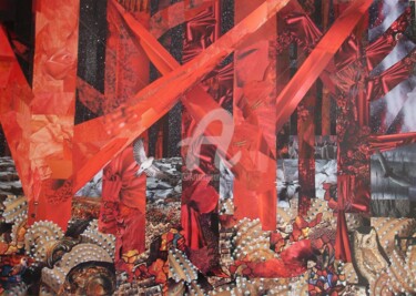 Collages intitulée "Emerge of the red t…" par Keanu Dahinden, Œuvre d'art originale, Papier