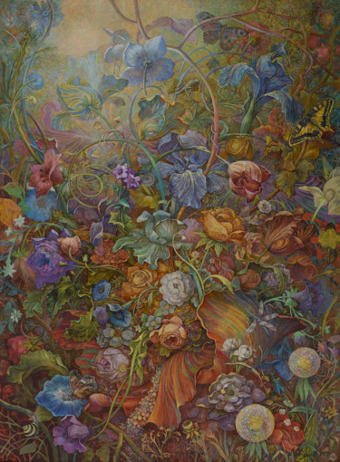 Peinture intitulée "Waterfall" par Aleksandr Vutianov, Œuvre d'art originale, Huile