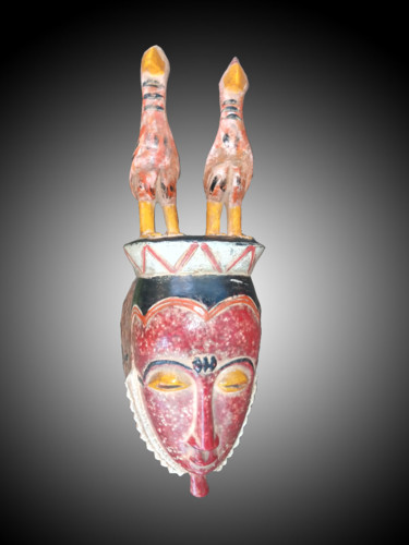 Escultura intitulada "Masque Gouro art tr…" por Kebe, Obras de arte originais, Madeira