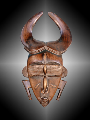 Skulptur mit dem Titel "MASQUE DJIMINI ART…" von Kebe, Original-Kunstwerk, Holz