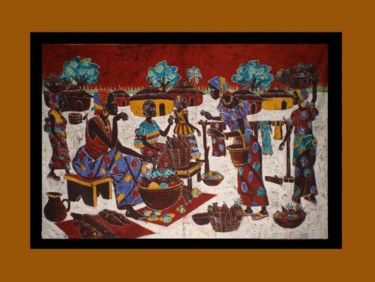 Textile Art με τίτλο "BATIK TOILE AFRICAI…" από Kebe, Αυθεντικά έργα τέχνης