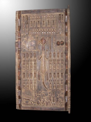 Γλυπτική με τίτλο "DOOR DOGON PRIMITIV…" από Kebe, Αυθεντικά έργα τέχνης, Ξύλο