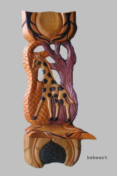 Скульптура под названием "Chaise à palabre Af…" - Kebe, Подлинное произведение искусства, Дерево