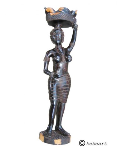 Sculptuur getiteld "Statuette en ébéne…" door Kebe, Origineel Kunstwerk