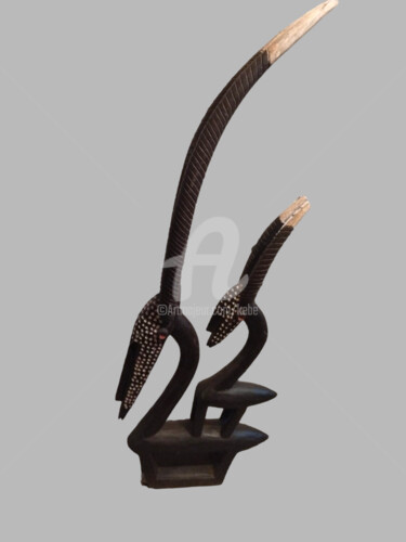 Sculpture titled "Statue Tiwara KA881" by Kebe, Original Artwork, Wood