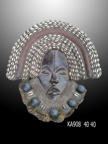 Sculpture titled "Masque Dan  art  tr…" by Kebe, Original Artwork, Wood