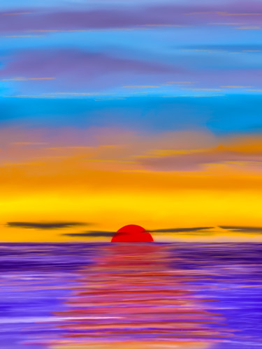 Arte digital titulada "Sunset on the Sea" por Keep Magic, Obra de arte original, Pintura Digital