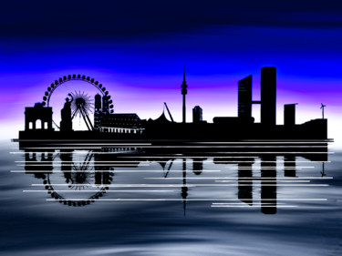 Цифровое искусство под названием ""Skyline Munich"" - Keep Magic, Подлинное произведение искусства, Цифровая живопись Устано…