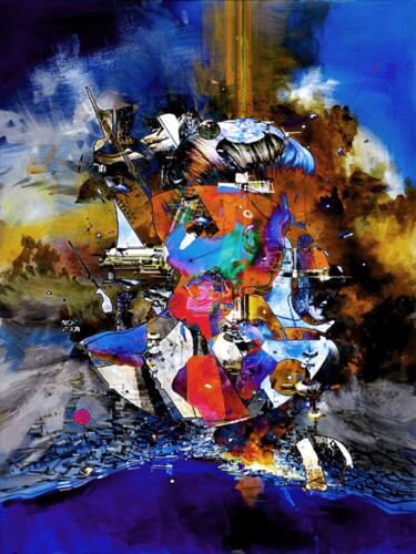 Digitale Kunst mit dem Titel "Déflagration" von Kefka, Original-Kunstwerk, Digitale Malerei Auf Plexiglas montiert