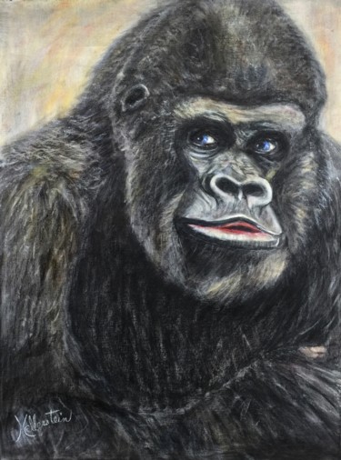 Pittura intitolato "Gorille aux yeux bl…" da Kellerstein, Opera d'arte originale, Altro