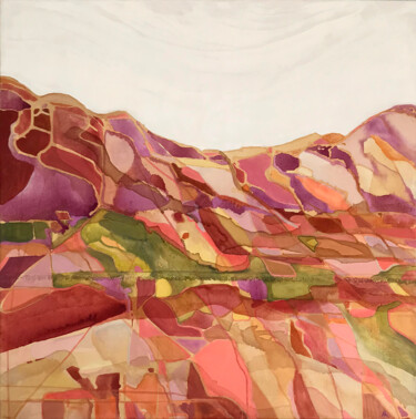 Malarstwo zatytułowany „La Vallée des Roses” autorstwa Kelly Allison, Oryginalna praca, Akryl Zamontowany na Drewniana rama…