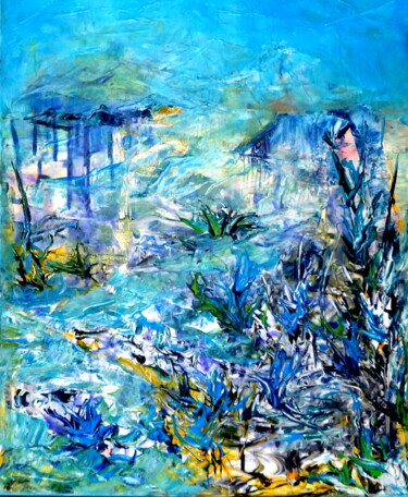 Pittura intitolato "Blue painting" da Kelly Mathieu, Opera d'arte originale, Acrilico