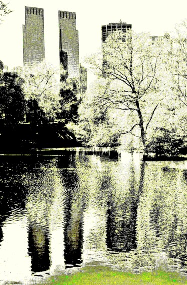 Fotografie getiteld "Central Park Pond 4…" door Ken Lerner, Origineel Kunstwerk, Digitale fotografie