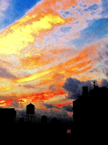 Photography titled "Clouds & Cityscape…" by Ken Lerner, Original Artwork, Digital Photography