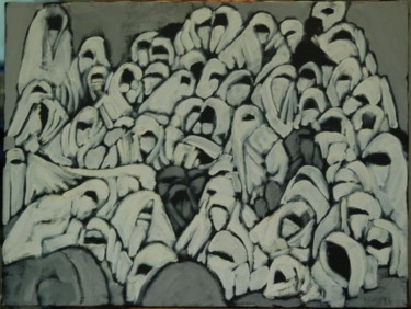 Painting titled "Black and White Bur…" by Kenneth Paprock, Original Artwork, Oil