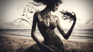 Arte digitale intitolato "Woman at the Beach" da Kenny Landis, Opera d'arte originale, Immagine generata dall'IA