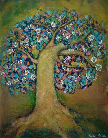 Peinture intitulée "L'arbre de vie" par Kenra, Œuvre d'art originale, Huile