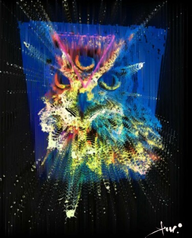 Digital Arts titled "The Watcher" by Këoprah, Original Artwork, 2D Digital Work Mounted on Plexiglass