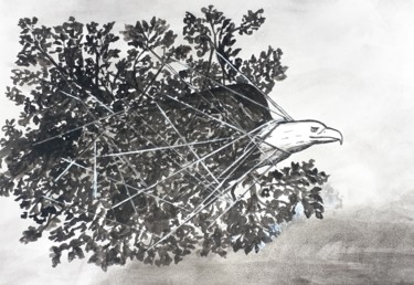 Dessin intitulée "La force de la libe…" par Carolina Kergall, Œuvre d'art originale, Encre