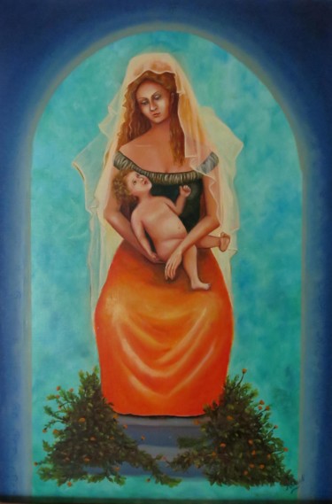 Peinture intitulée "Mother and child" par Carolina Kergall, Œuvre d'art originale